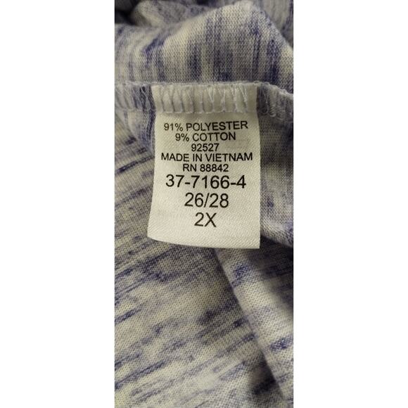 Woman Within Womens Top 3/4 Sleeve Raglan V Stitch Pullover Marled Purple 2X - Picture 6 of 8